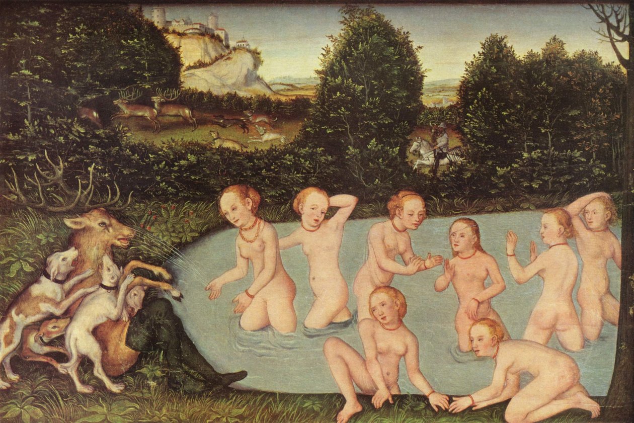 Tysk: Diana und Aktäon Diana og Actaeon af workshop of Lucas Cranach the Elder