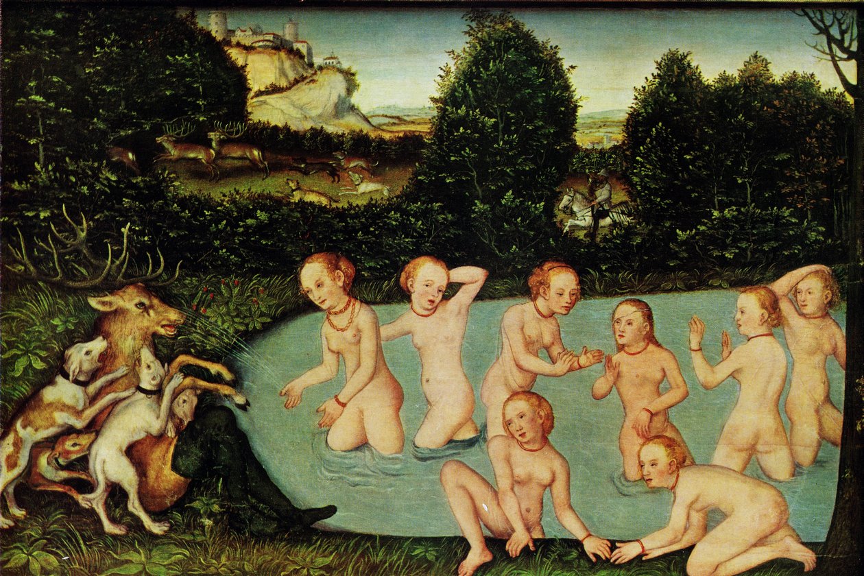 Tysk: Diana und Aktäon Diana og Actaeon af workshop of Lucas Cranach the Elder