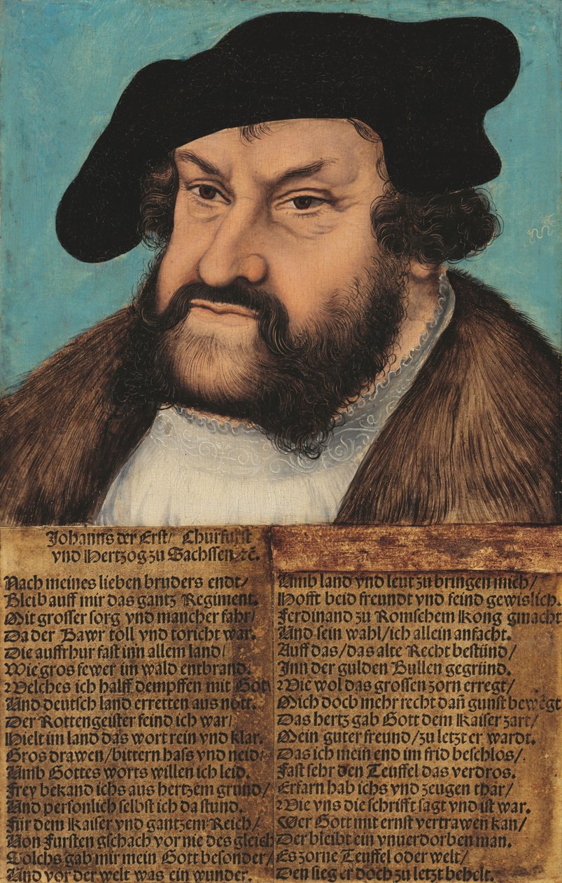 Tysk: Johann der Beständige, Kurfürst von Sachsen (1486-1532) Johann den standhaftige. Kurfyrste af Sachsen (1486-1532) af workshop of Lucas Cranach the Elder