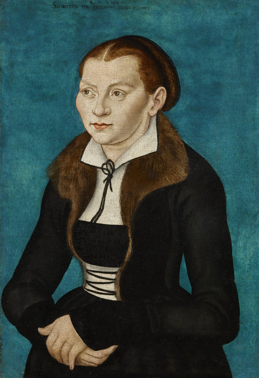 Tysk: Katharina von Bora som halv figur til venstre Katharina af Bora af workshop of Lucas Cranach the Elder
