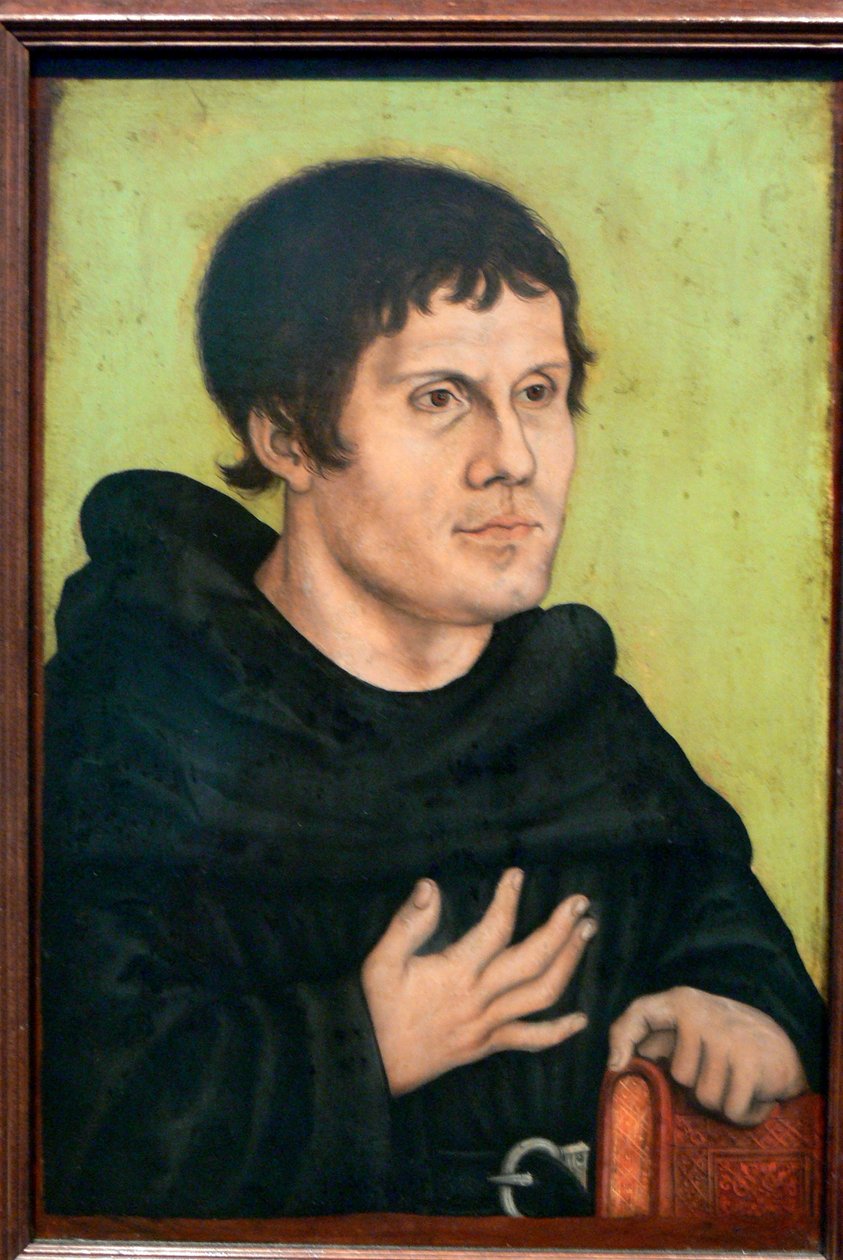 Tysk: Posthumes Bildnis Martin Luthers (1483-1546) als Augustinermönch Posthumt portræt af Martin Luther som augustinermunk af workshop of Lucas Cranach the Elder