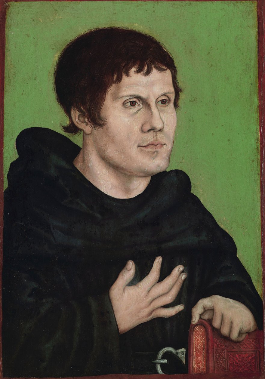Tysk: Posthumes Bildnis Martin Luthers (1483-1546) als Augustinermönch Posthumt portræt af Martin Luther som augustinermunk af workshop of Lucas Cranach the Elder