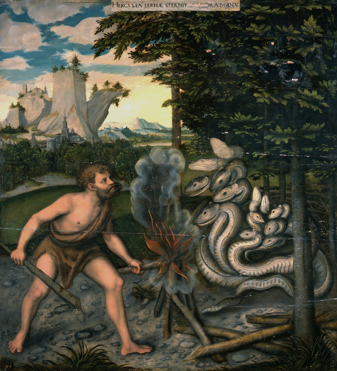 Herkules og hydraen af workshop of Lucas Cranach the Elder