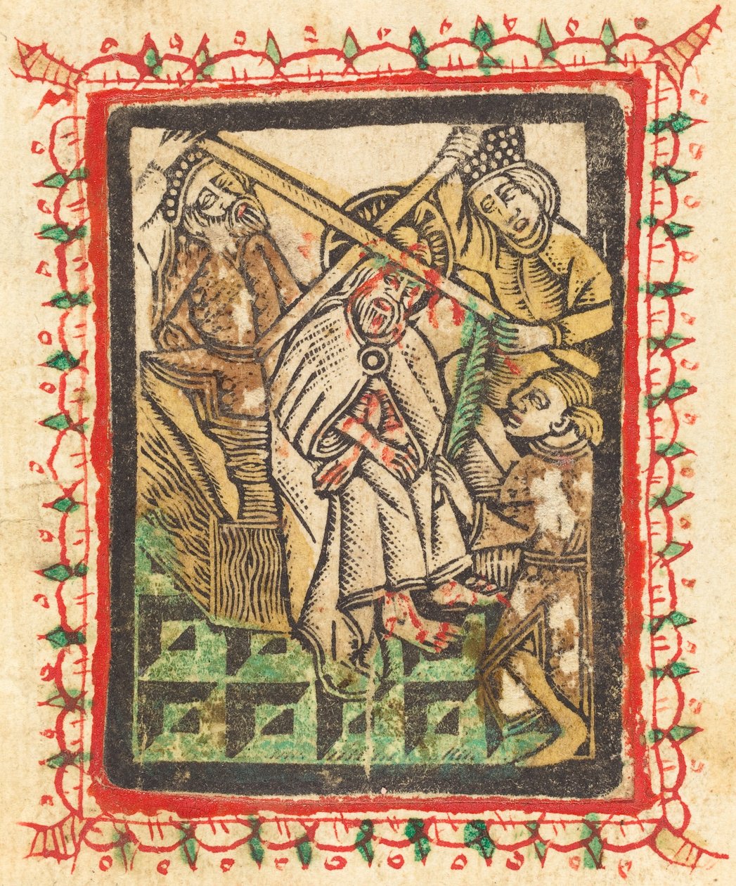 Kristus kronet med torne af Workshop of Master of the Aachen Madonna
