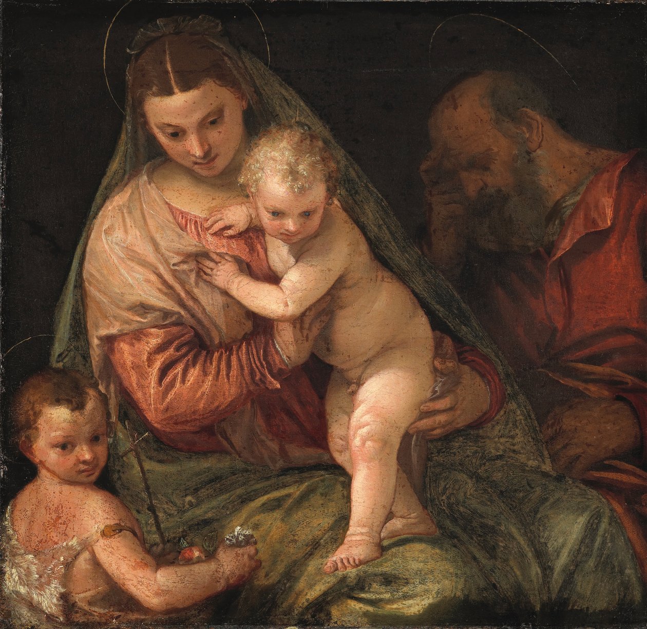 Den hellige familie med spædbarnet Sankt Johannes Døberen af Workshop of Paolo Veronese
