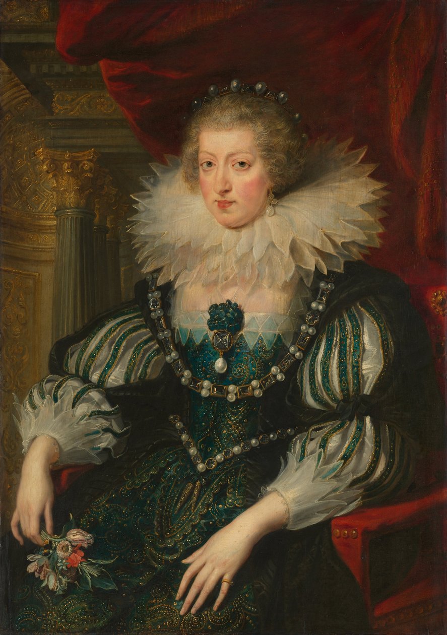 Hollandsk: Anna af Østrig (1601-1666) Anne af Østrig (1601-66). Hustru til Ludvig XIII, konge af Frankrig af Workshop of Peter Paul Rubens