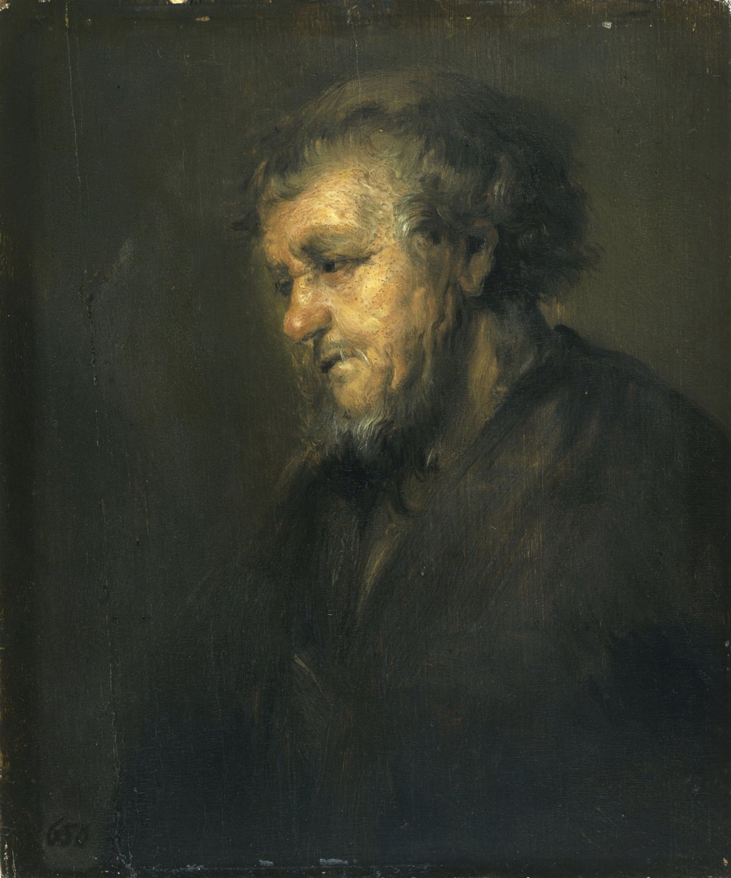Studie af en gammel mand i profil af Workshop of Rembrandt