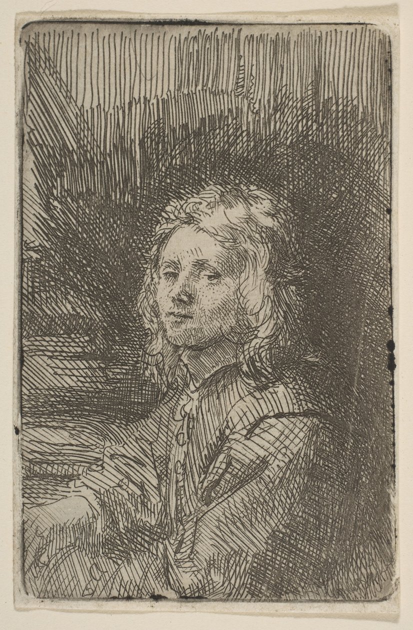 Ung mand, halvlængde, 1620-69. af Workshop of Rembrandt