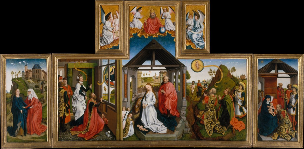 Fødselen, midten af det 15. århundrede (tempera og olie på træ) af Workshop of Rogier van der Weyden