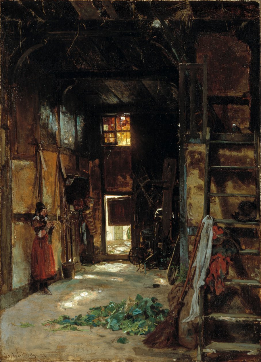 Interiør i en westfalsk hytte af Worthington Whittredge