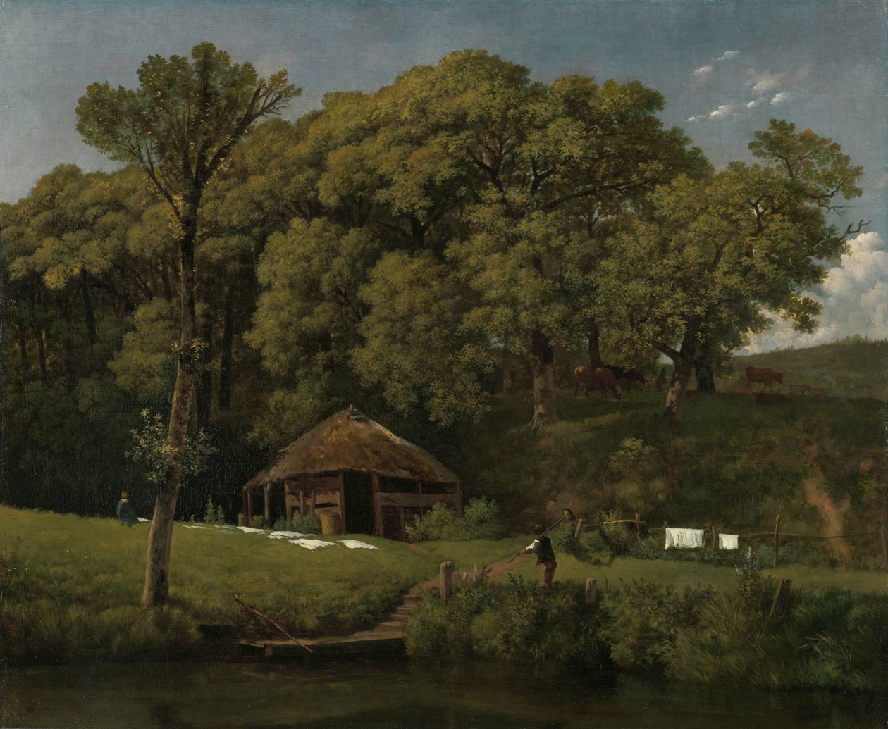 En lade på bredden af ​​en å i Gelderland En byggegård ved bredden af ​​et vandløb i Gelderland af Wouter Johannes van Troostwijk