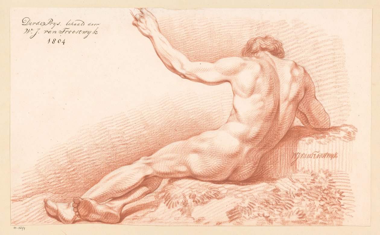 Siddende nøgen mand, set bagfra (3. præmie 1804) af Wouter Johannes van Troostwijk