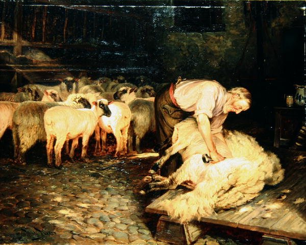 The Shearer (olie på lærred) af Wright Barker