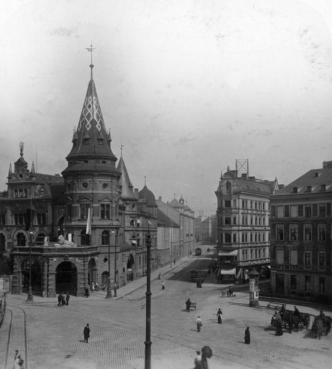 Löwenbräu Keller og Stiglmaierplatz, München, Tyskland, omkring 1900-tallet. af Wurthle and Sons