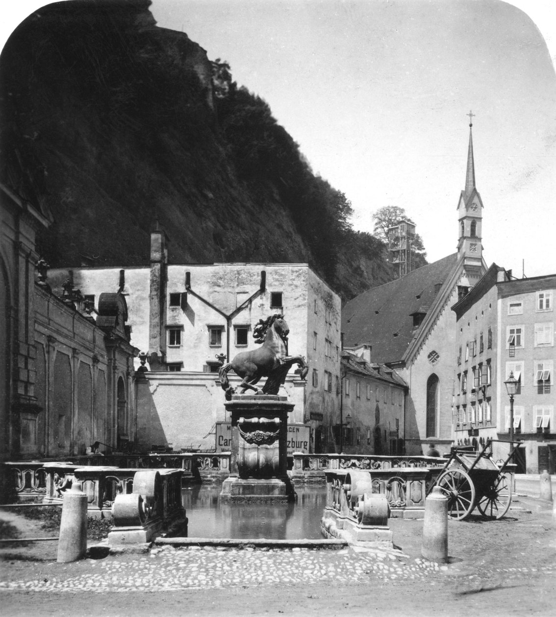 Pferdeschwemme-hestebrønden, Salzburg, Østrig, ca. 1900-tallet. af Wurthle and Sons