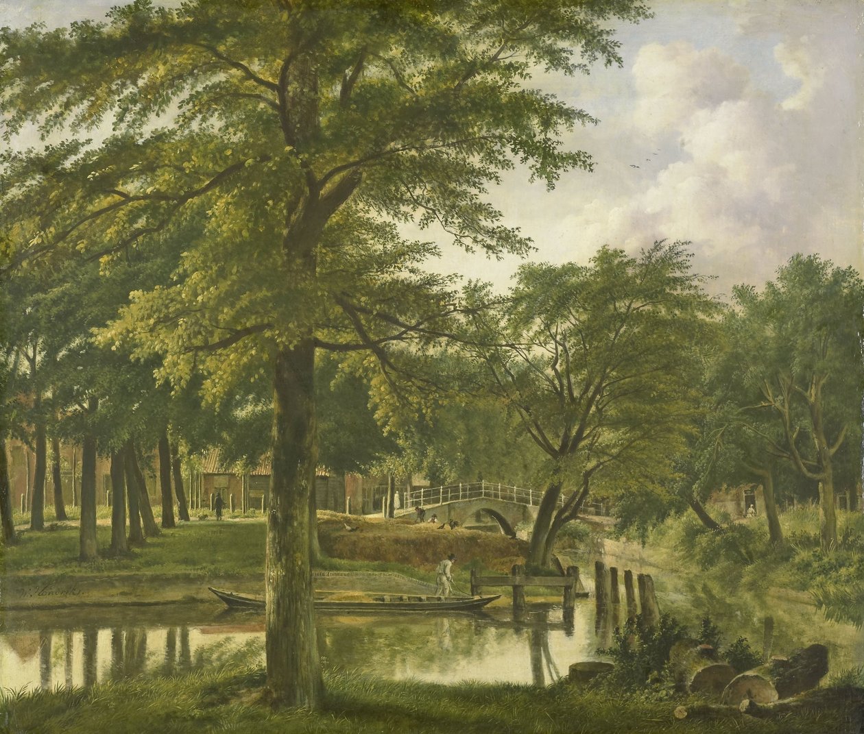 Udsigt over Nieuwe Gracht nær Bolwerk, Haarlem af Wybrand Hendriks (signed by artist)