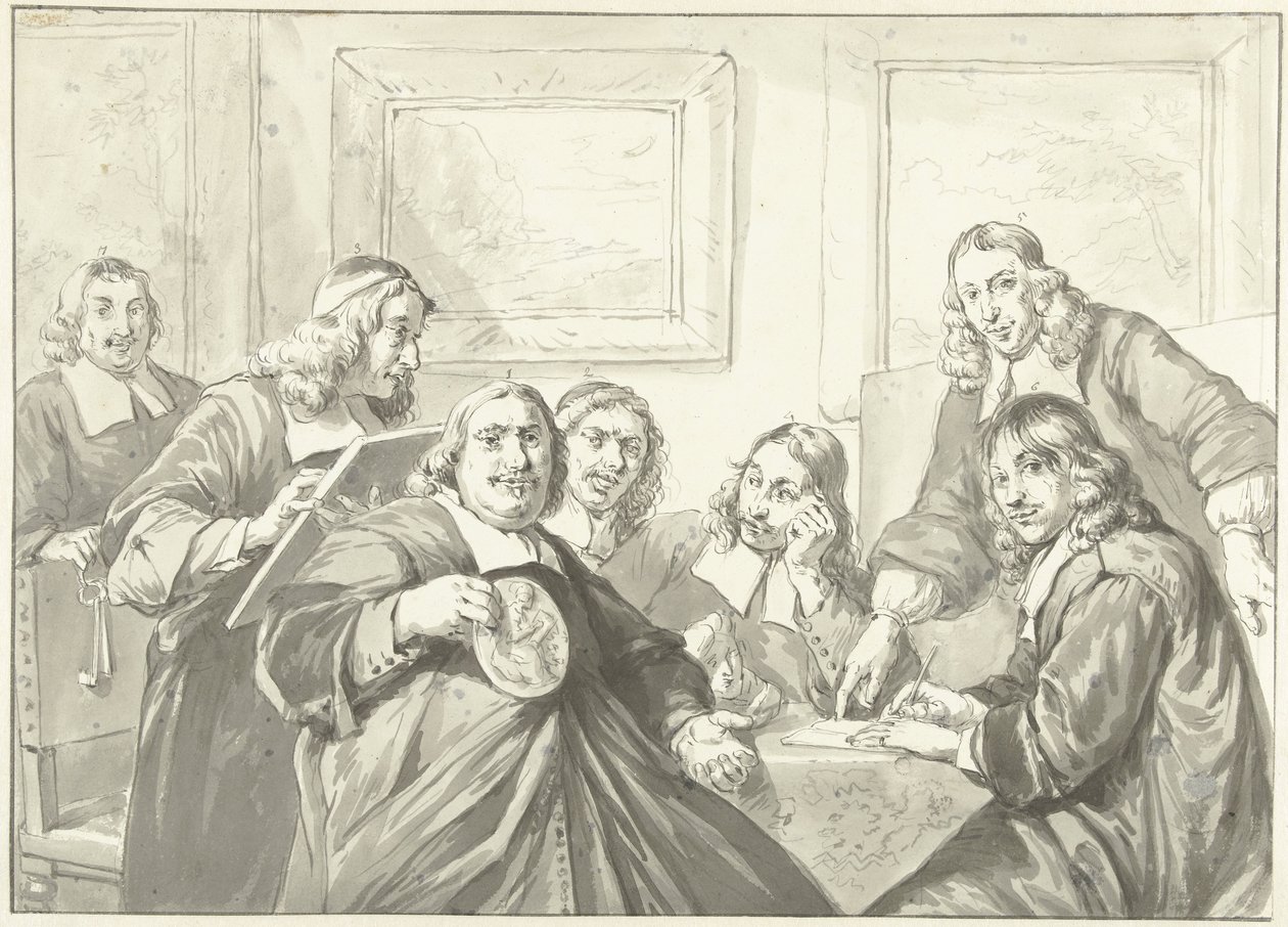 Tilsynsmændene for Sankt Lukas-lauget i Haarlem, 1675. af Wybrand Hendriks