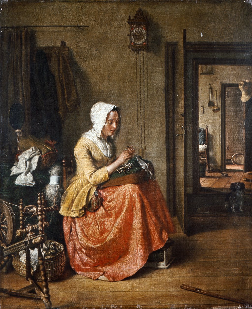 The Lace Maker, ca. 1831 (olie på lærred) af Wybrand Hendriks