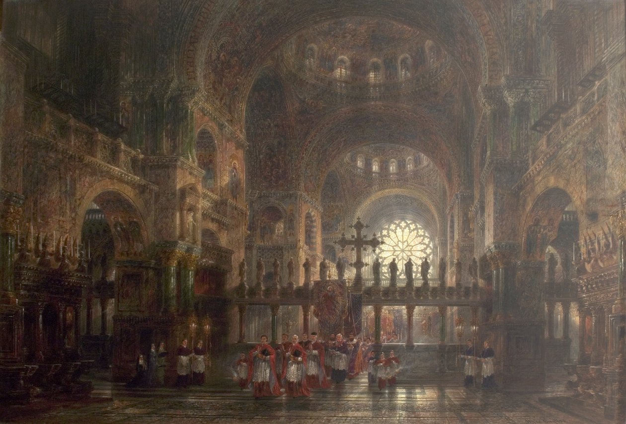 Interiør af Markuskirken, Venedig, Italien, 1877 af Wyke Bayliss