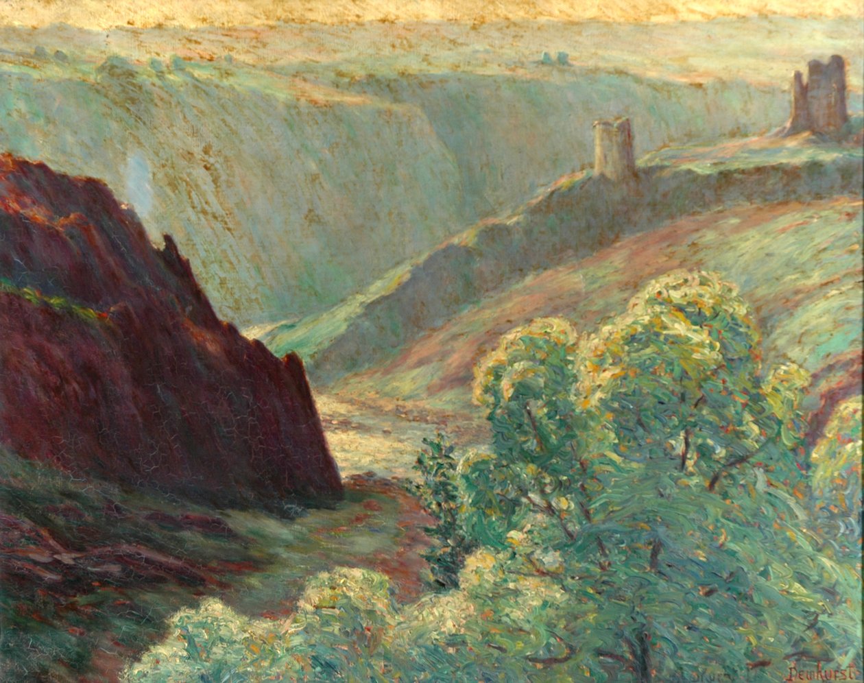 Solopgang og flodtåge af Wynford Dewhurst