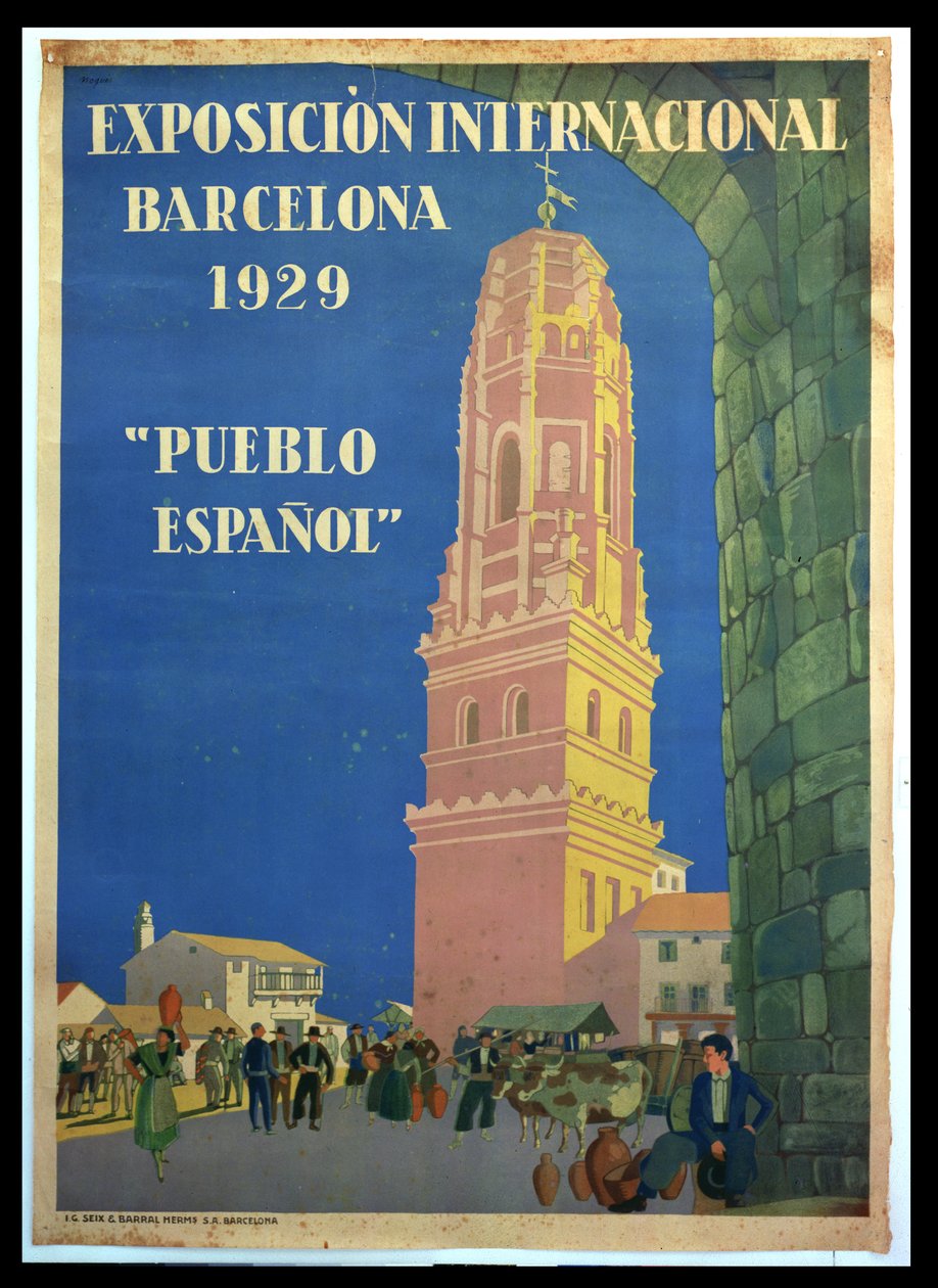 Plakat, der reklamerer for den internationale udstilling i Barcelona, 1929 af Xavier Nogues