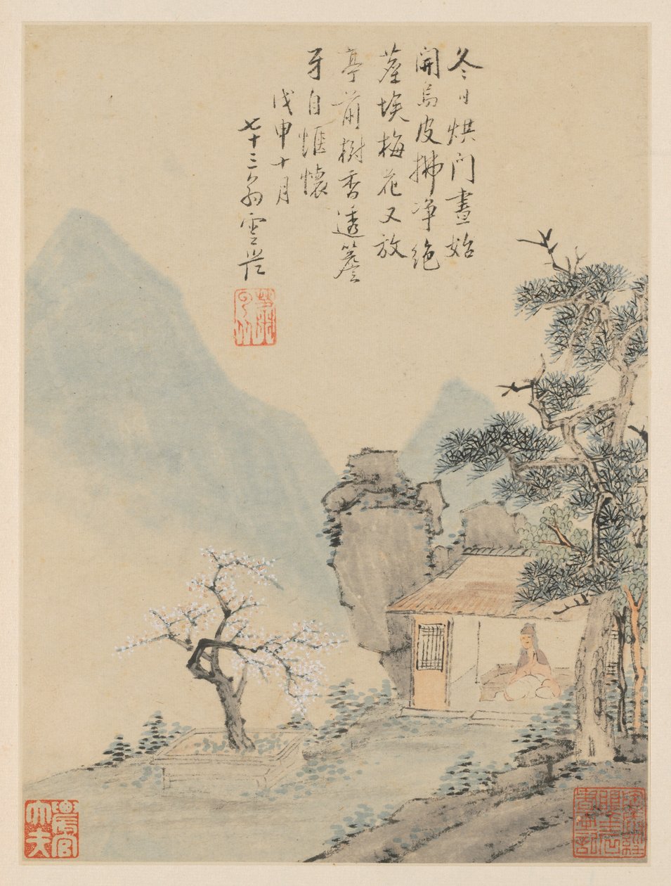 Album of Seasonal Landscapes, Leaf H (forrige blad 8) af Xiao Yuncong