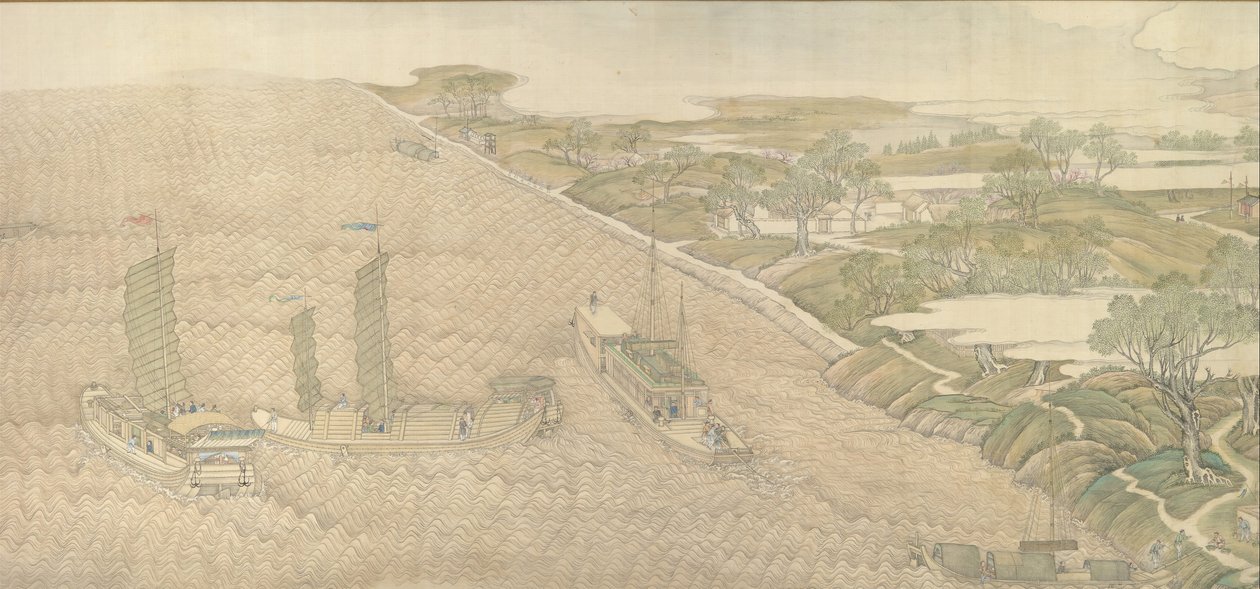Qianlong Emperors Southern Inspection Tour, Scroll Four: The Confluence of the Huai..., 1770. af Xu Yang