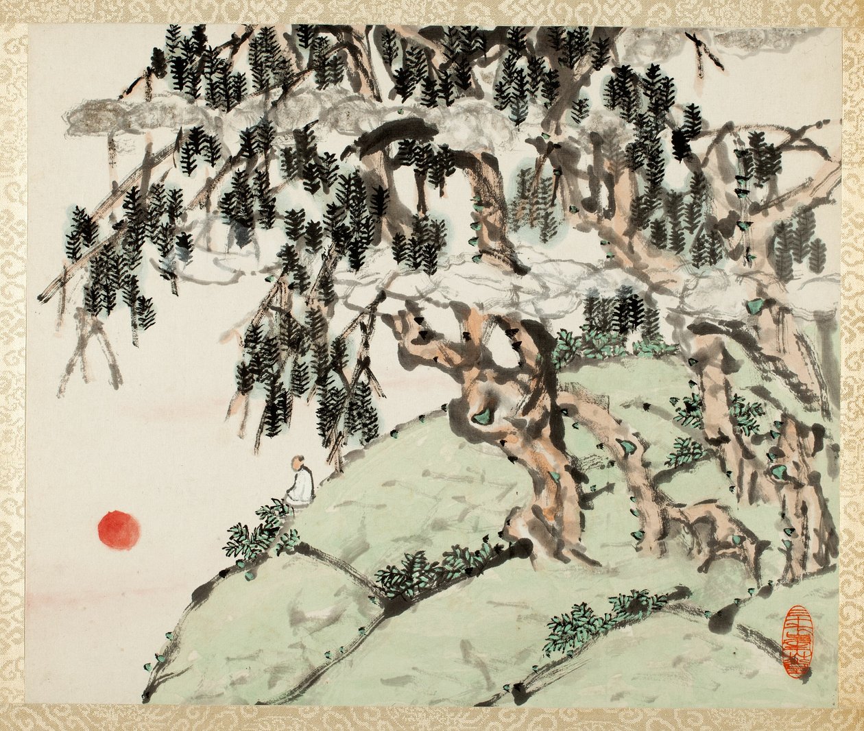 Landscape and Figure, fra et album med Landscapes and Calligraphy for Liu Songfu 山水册页 af Xugu