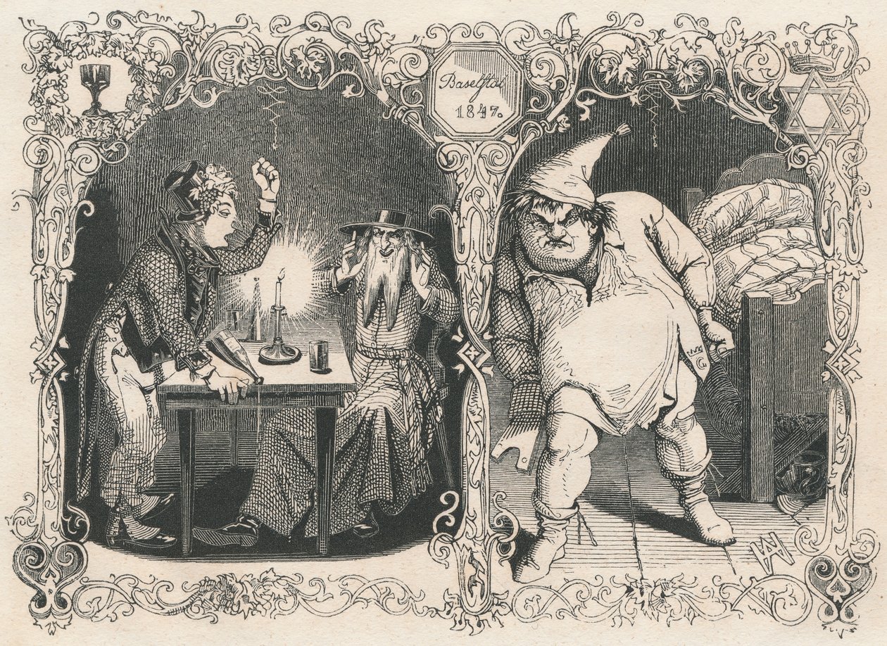Gambrinus overhører Bacchus og Noah af Xylographie