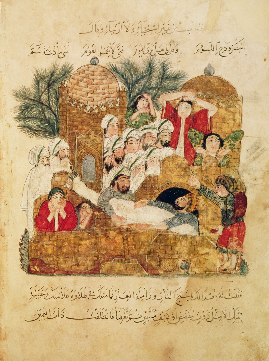 Ms Arab 5847 f.29, Begravelse af et pestoffer, fra 