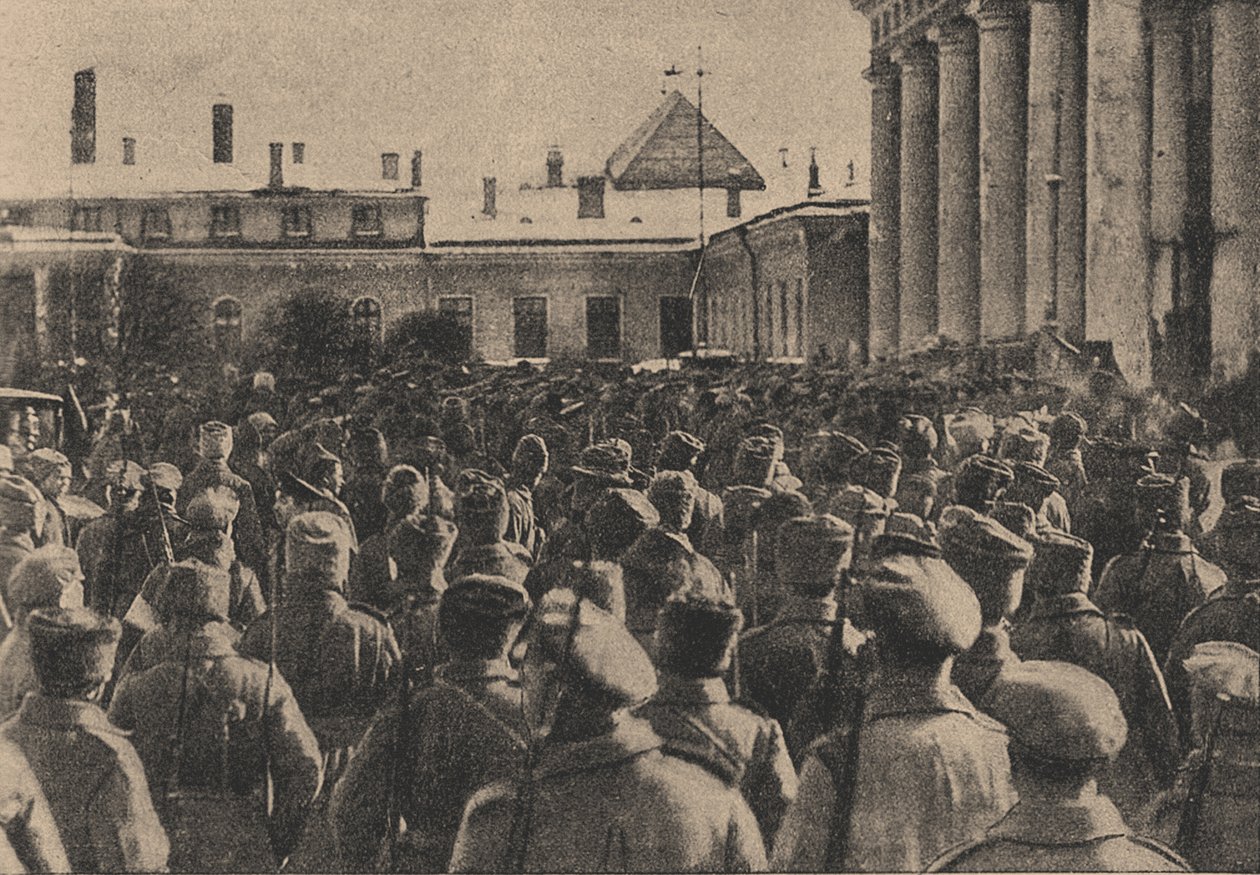 Manifestation af revolutionære tropper foran statsdumaen under februarrevolutionen, 191 af Yakov Vladimirovich Steinberg