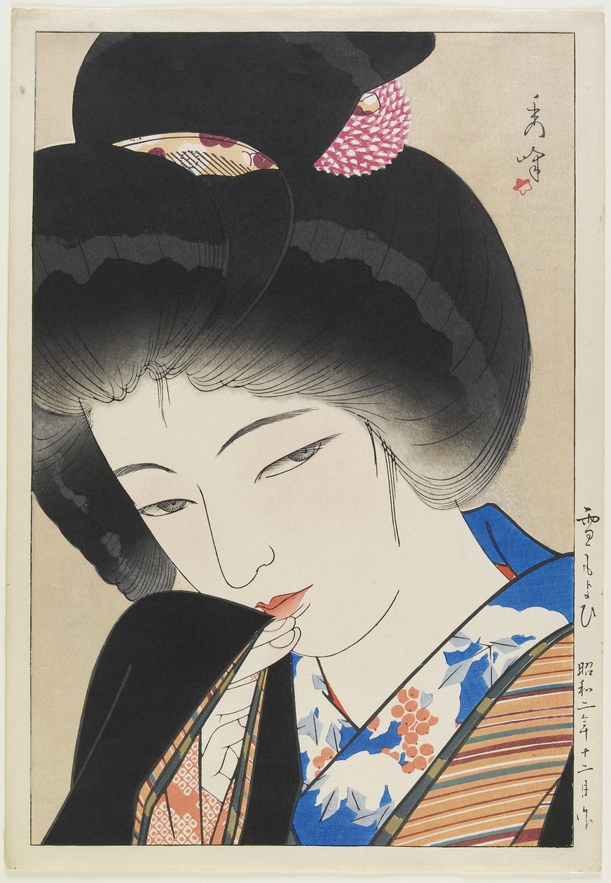 Approaching Snow, december 1927 (træblok i farver) af Yamakawa Shuho
