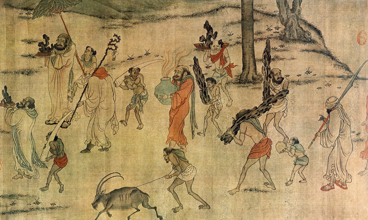 Vassal bringer deres hyldest til Tang-hoffet, ca. 600-673 (blæk og farve på silke) af Yan Liben (attr. to)