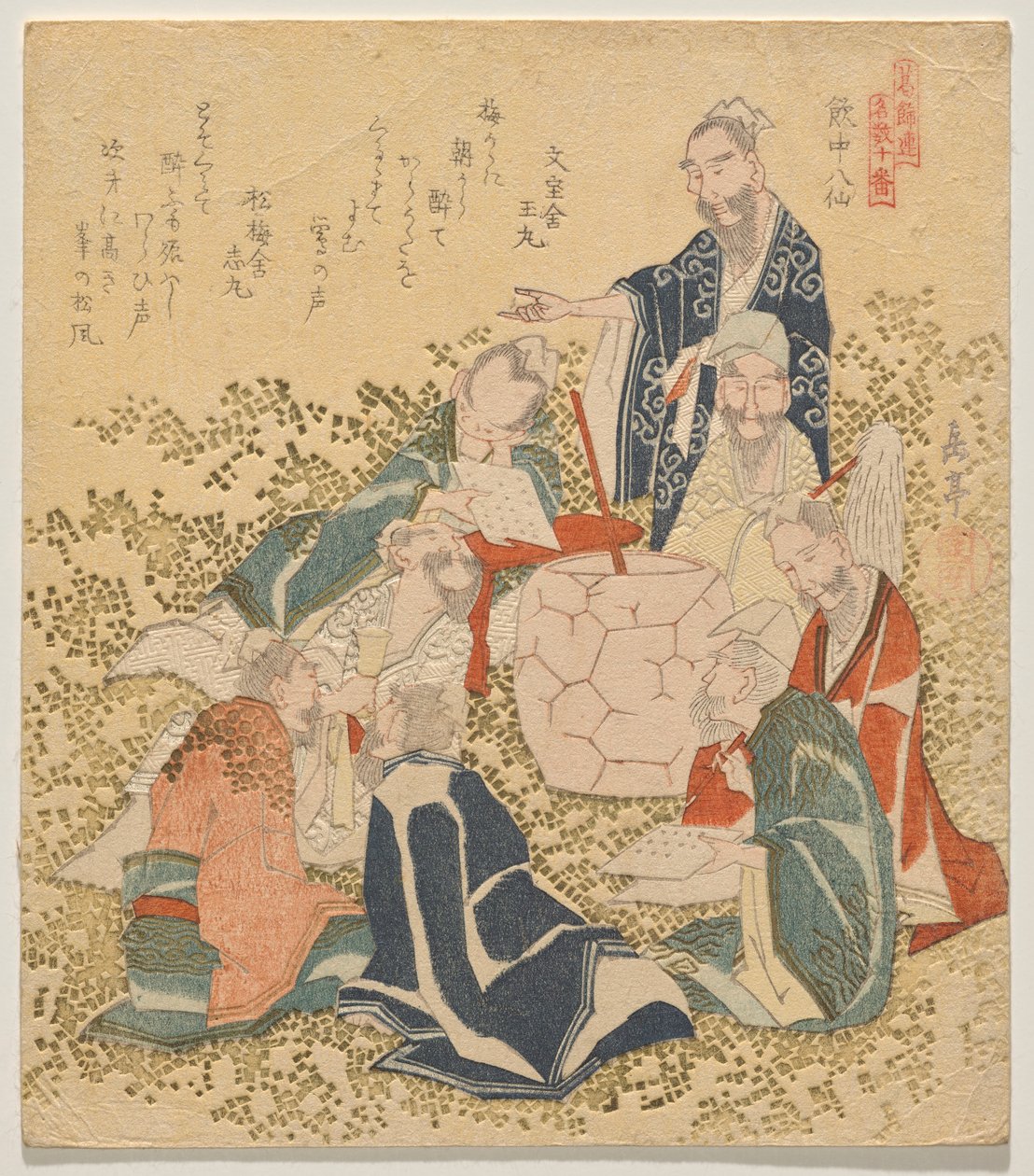Eight Drunken Immortals (Inch? hassen), fra serien Ten Famous Numbers (Meis? j?ban) af Yashima Gakutei