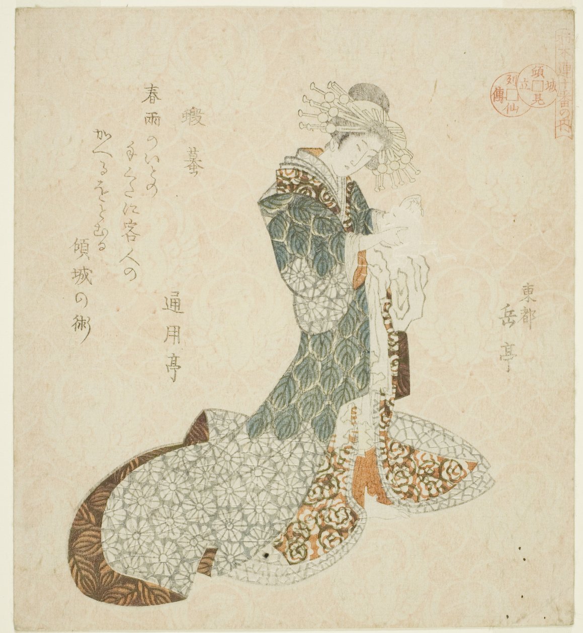 Liu Haichan (Gamma), fra serien "The Life of the Taoist Immortals Parodied by Courtesans - A Series of Seven" af Yashima Gakutei