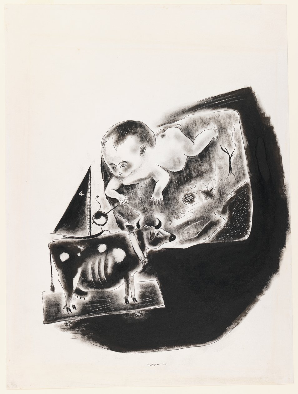 Baby og legetøjsko af Yasuo Kuniyoshi