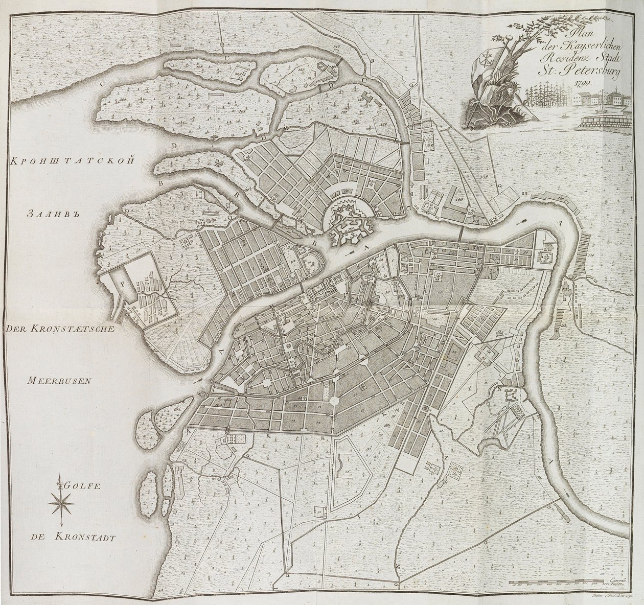 Kort over Sankt Petersborg, 1790. af Yefim Maximovich Khudyakov