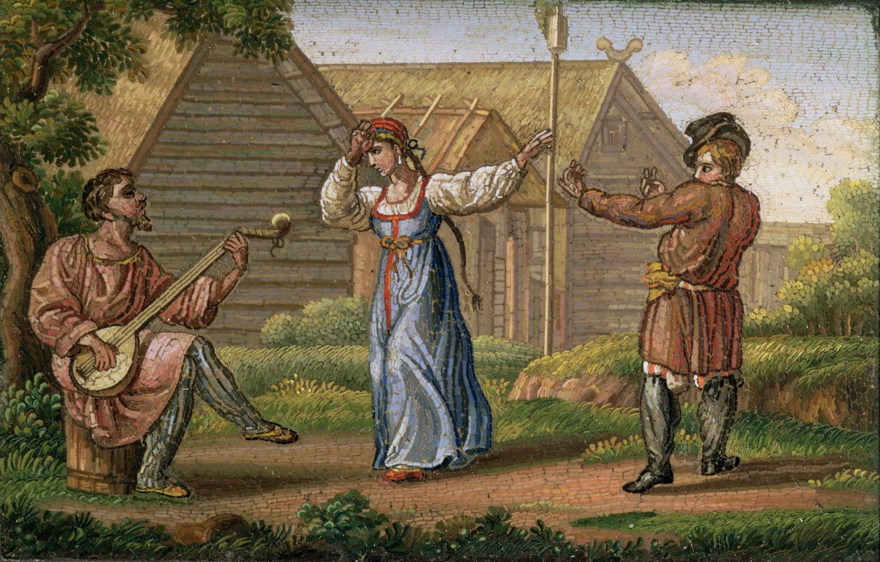 Russisk dans, af Yegor Yakovlevich Vekler (1800-61), ca. 1830 (mosaik) af Yegor Yakovlevich Vekler