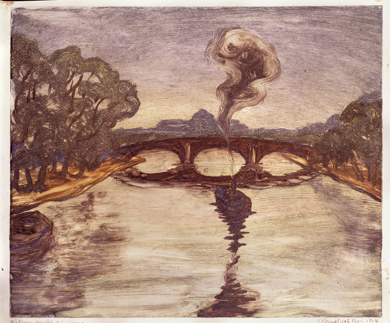 En båd på Seinen, 1914 af Yelisaveta Sergeyevna Kruglikova