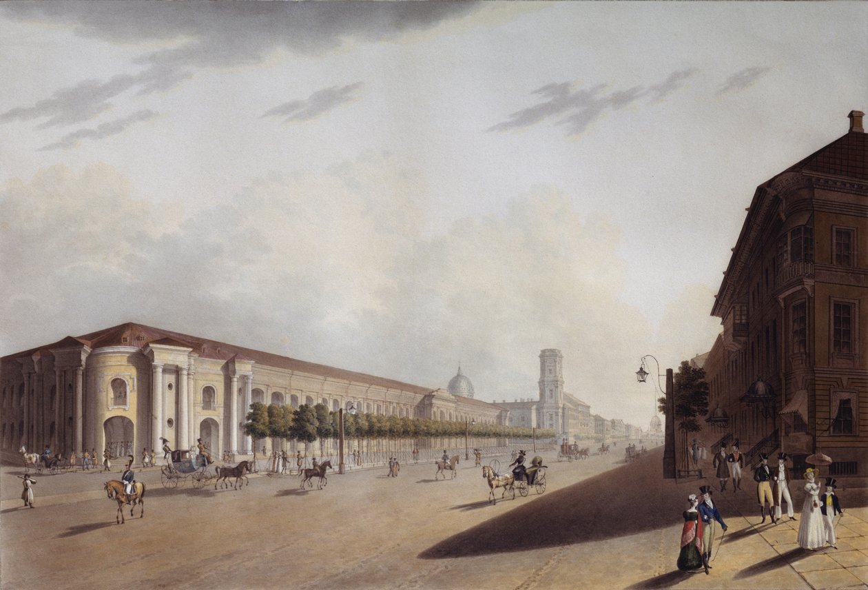The Great Gostiny Dvor Merchant Yard i St. Petersborg, 1820