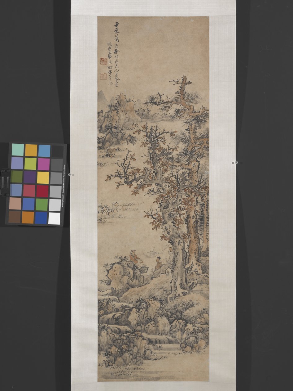Landskab efter Dong Yuan [Active 10th Century] (blæk og farve på papir) af Ying Lan