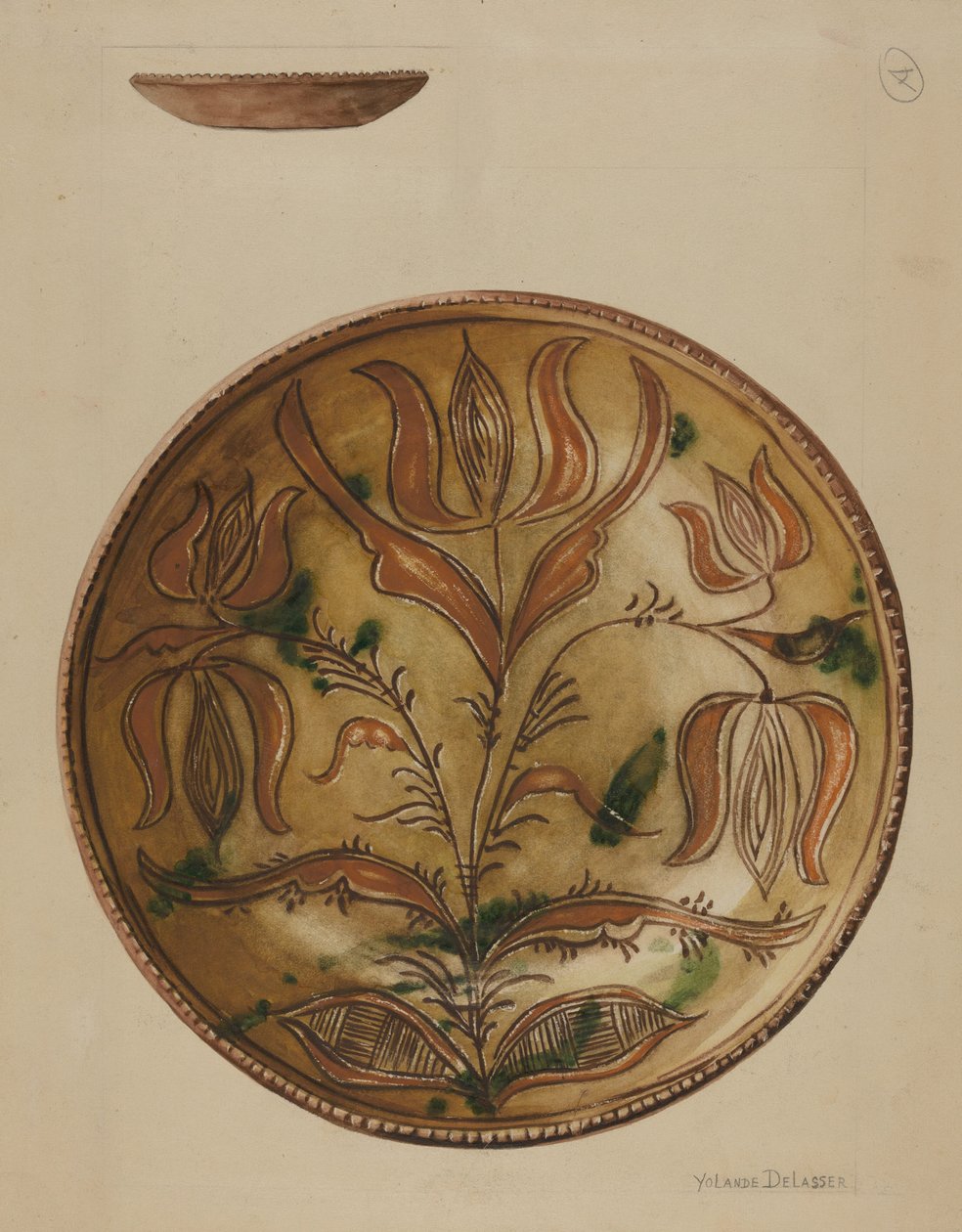 Pennsylvania German Plate, ca. 1937. af Yolande Delasser