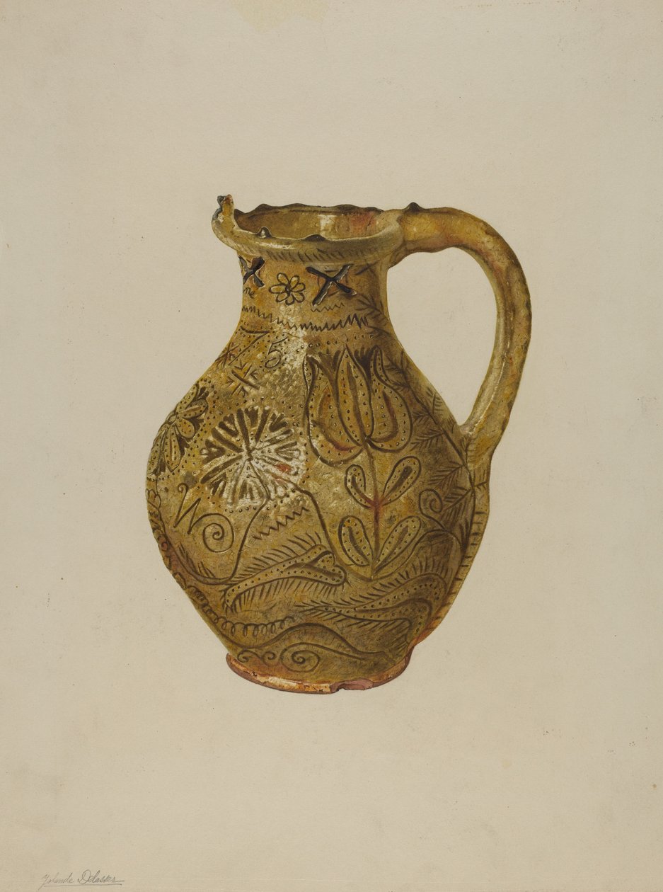 Pennsylvania German Puzzle Jug, ca. 1938. af Yolande Delasser