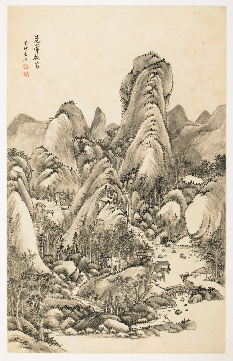 Magnificence of Overhanging Bluff, fra et album med 12 blade af Yongxi Jin