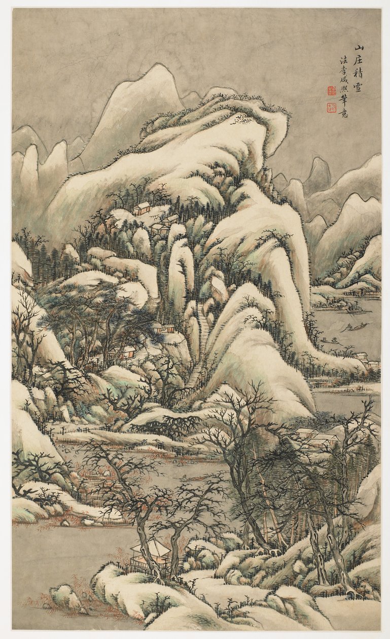Snow in Mountain Villa, fra et album med 12 blade af Yongxi Jin