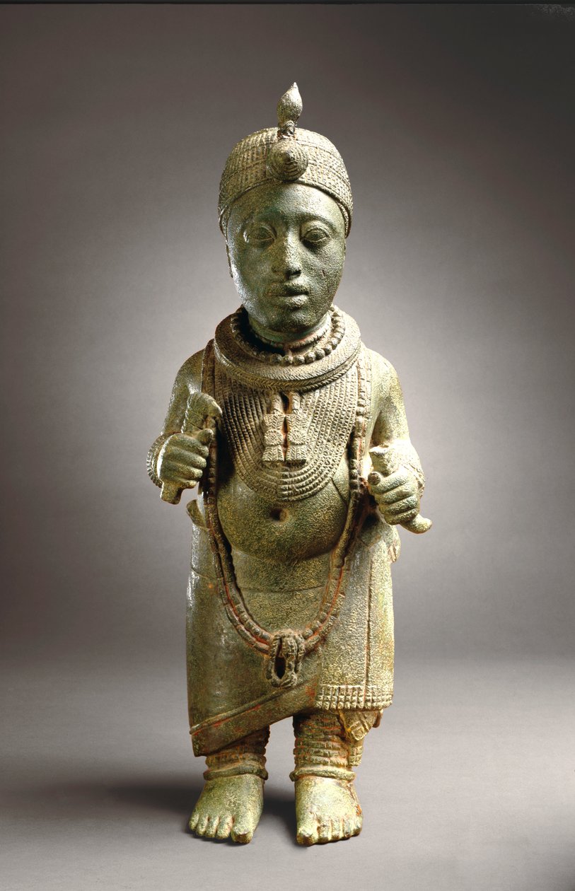 Figur af en Oni, Ife (zinkmessing), ca. 14. årh. af Yoruba Culture