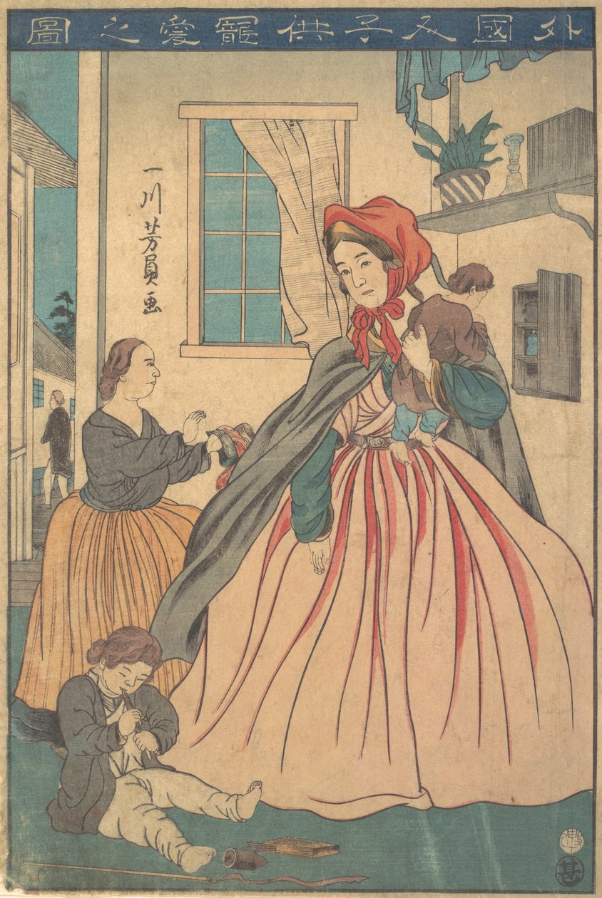 En fremmed nyder sine børn, 1860 10. måned. af Yoshikazu