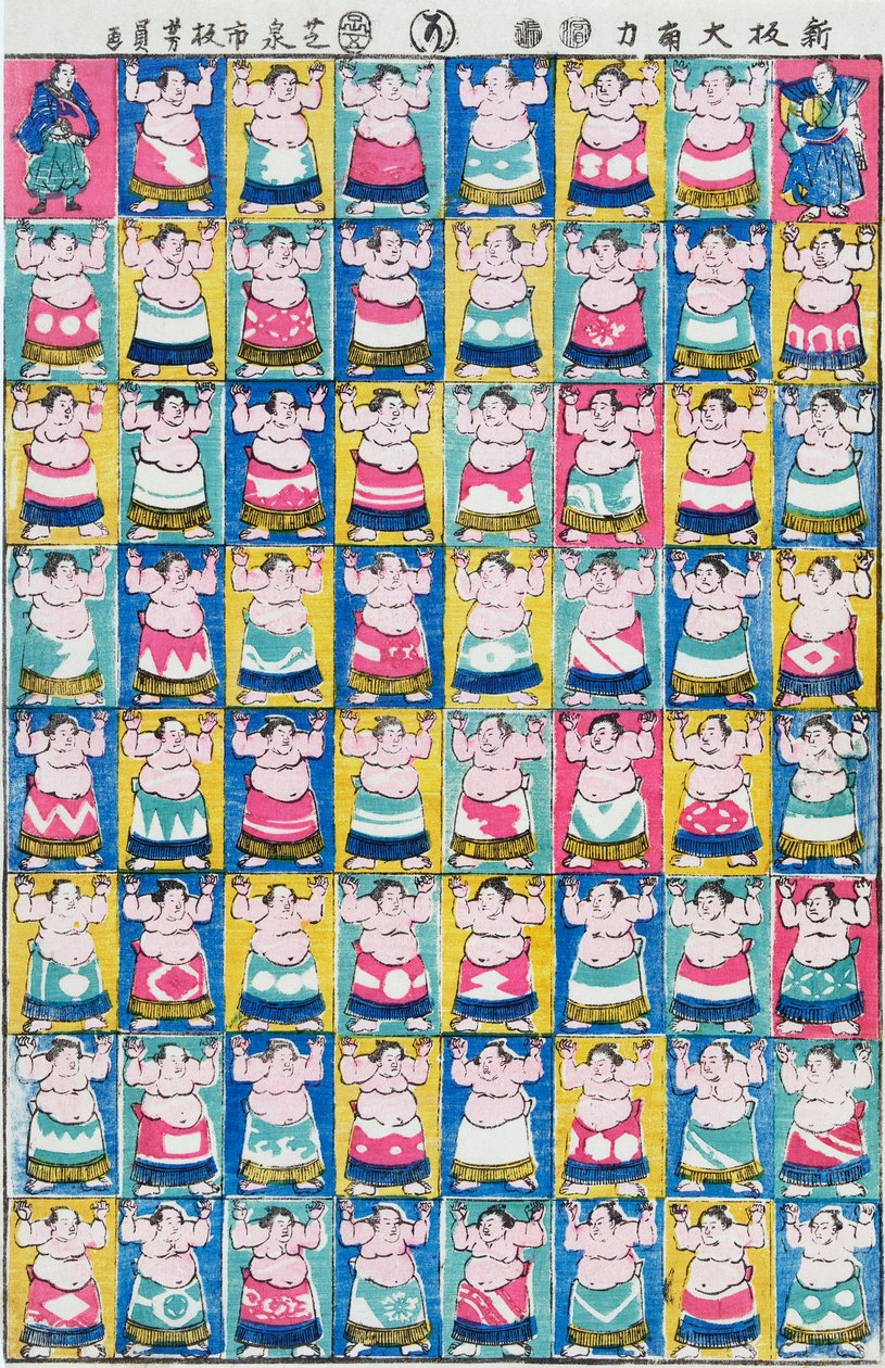 Sumo wresters, af Yoshikazu Utagawa af Yoshikazu Utagawa