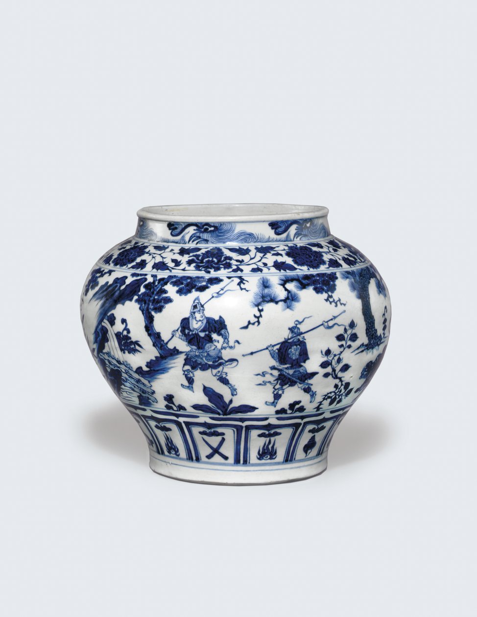 En usædvanlig sjælden og vigtig blå og hvid krukke, Guan af Yuan Dynasty Chinese School