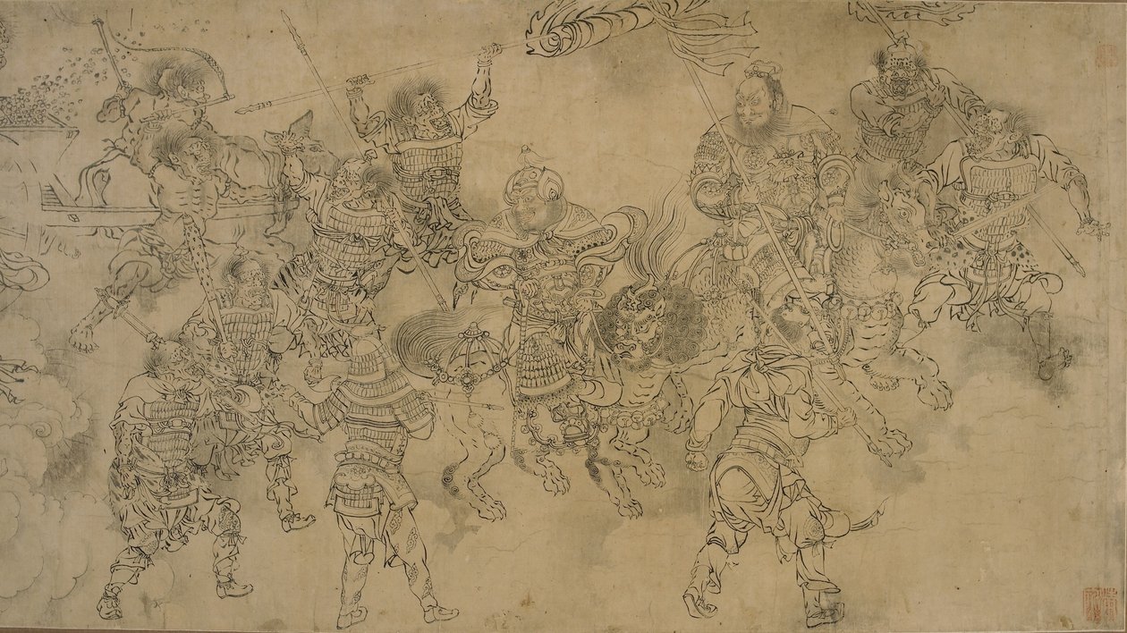 Følge af ministeren for vand, slutningen af det 13.-begyndelsen af det 14. århundrede (blæk på papir) af Yuan Dynasty Chinese School